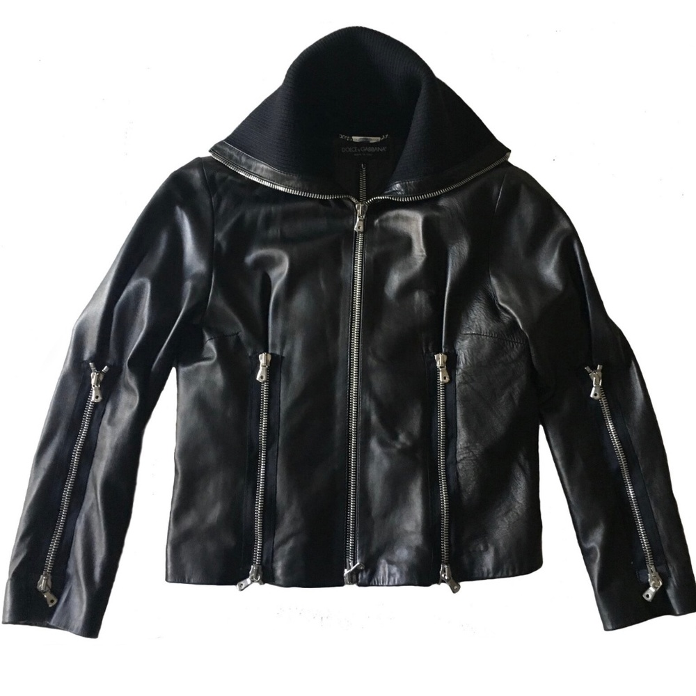 Dolce & Gabanna Black Motorcycle/Biker Jacket Vintage